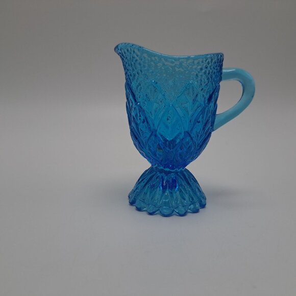 Kanawha Blue Pressed Glass Miniature Pitcher Toothpick Holder Decorative Accent - Picture 5 of 12